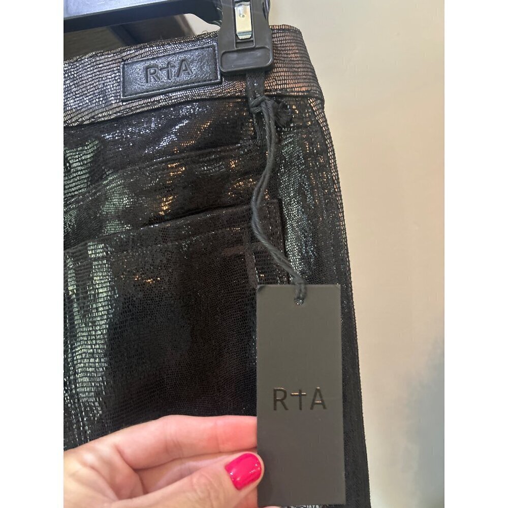 RTA Leather Ryland Two Toned Snake Skin Leather Pant Blackness Lit Womens Size 2 - Picture 5 of 7